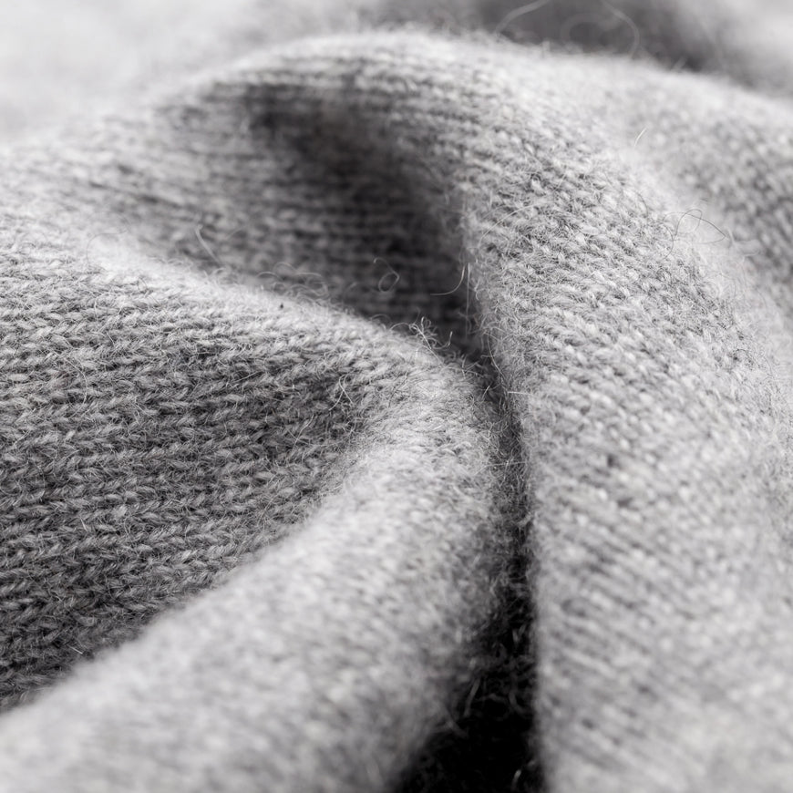 Damenpullover silbergrau - Rundhals, 100% Kaschmir