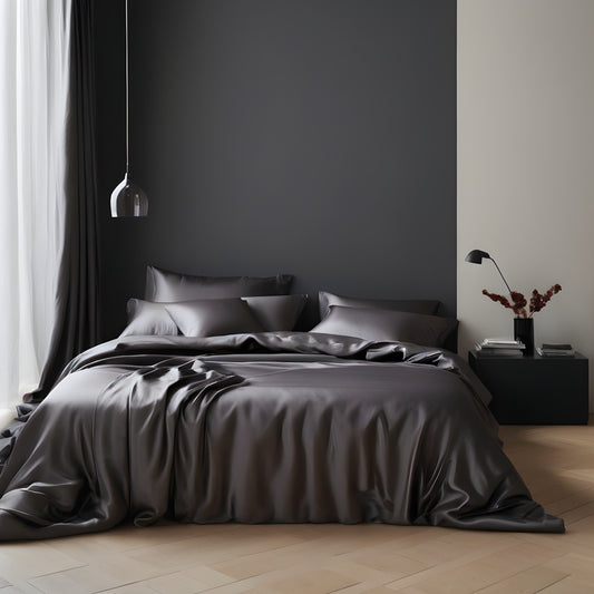 Parure de lit en soie graphite