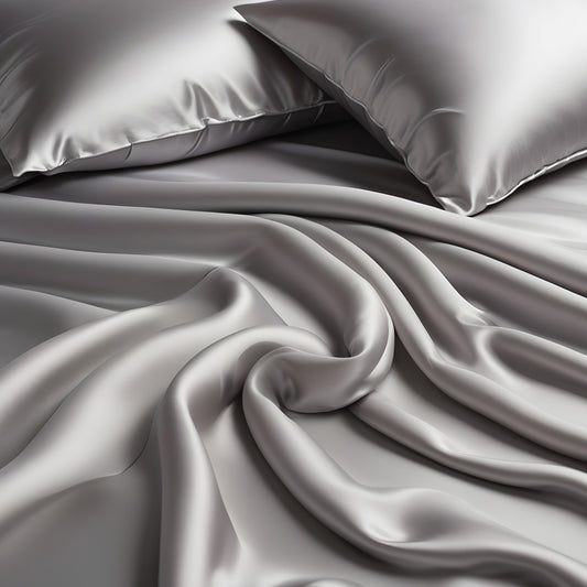 Parure de lit en soie gris argenté