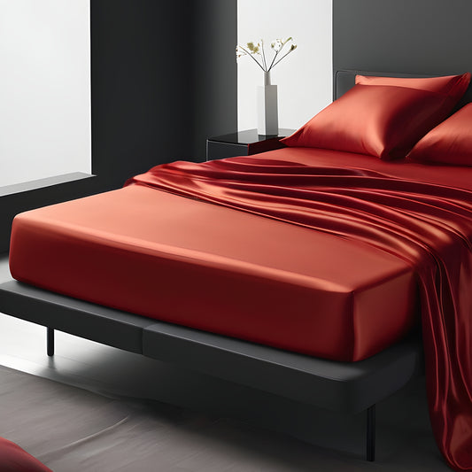 Spannbettlaken Seide weinrot