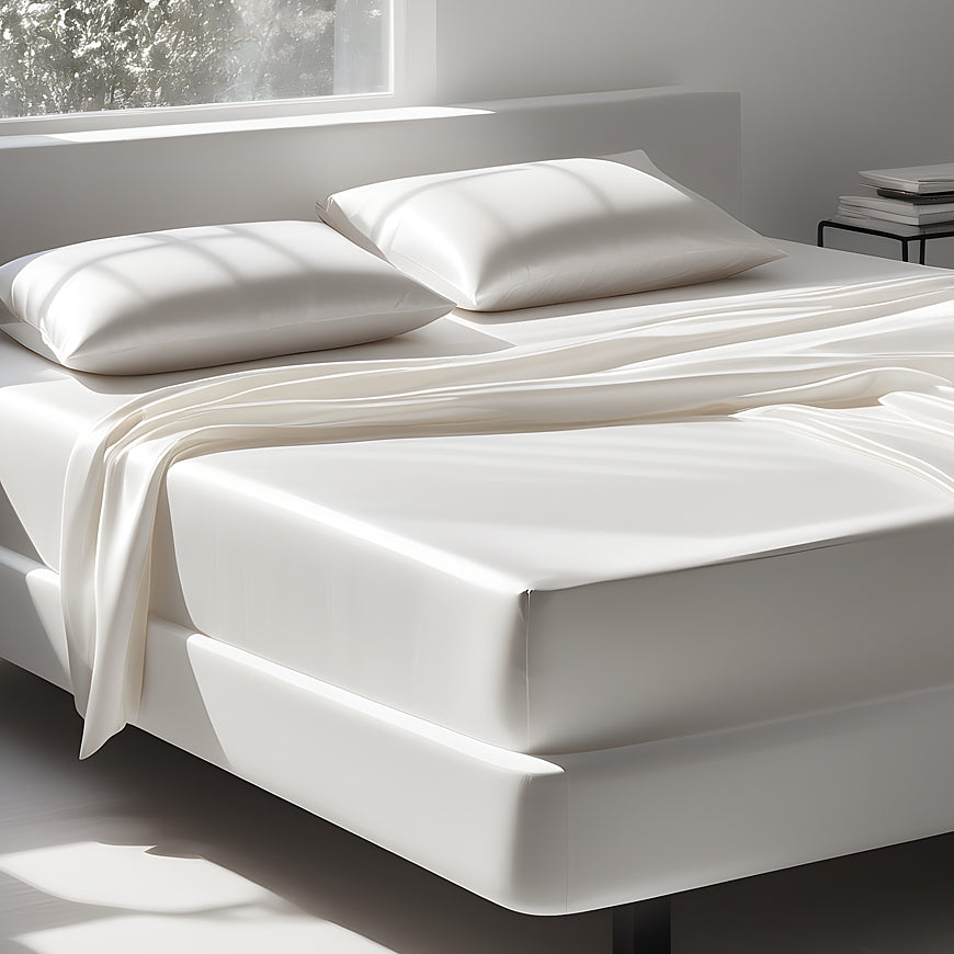 Spannbettlaken Seide snow white