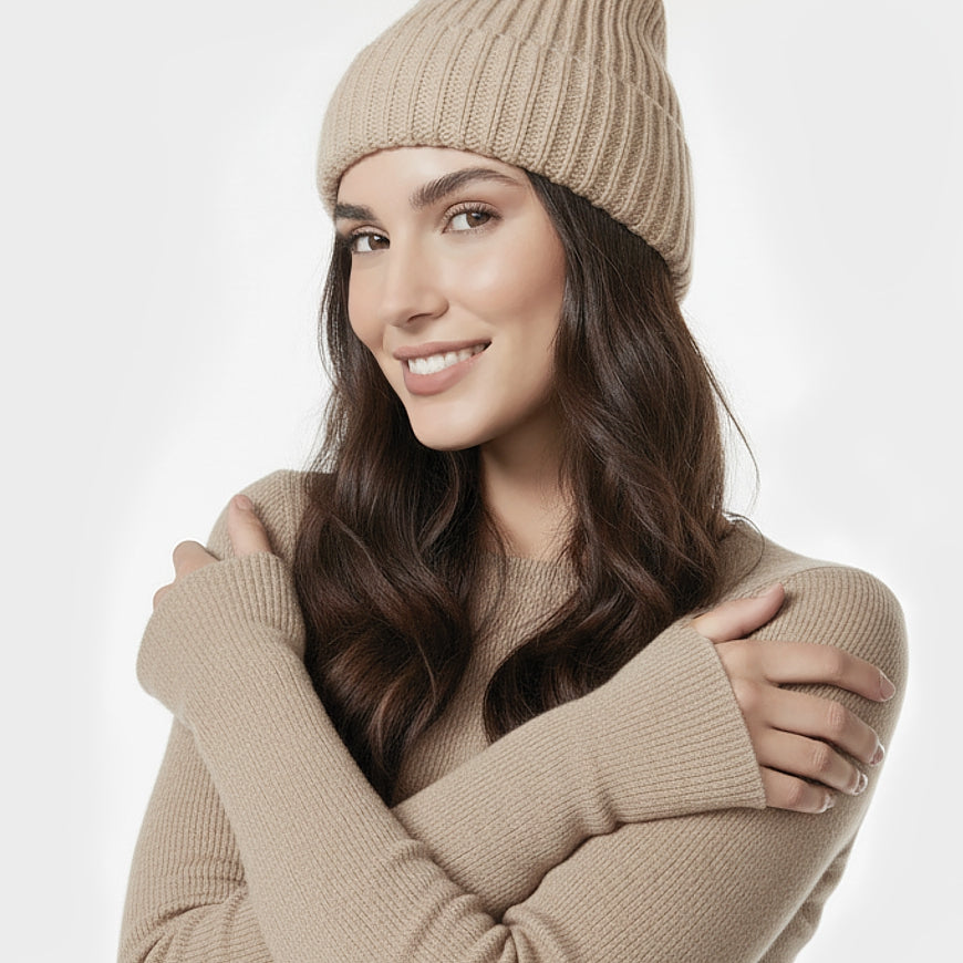 Kaschmir Beanie – weiche Mütze aus 100% Kaschmir