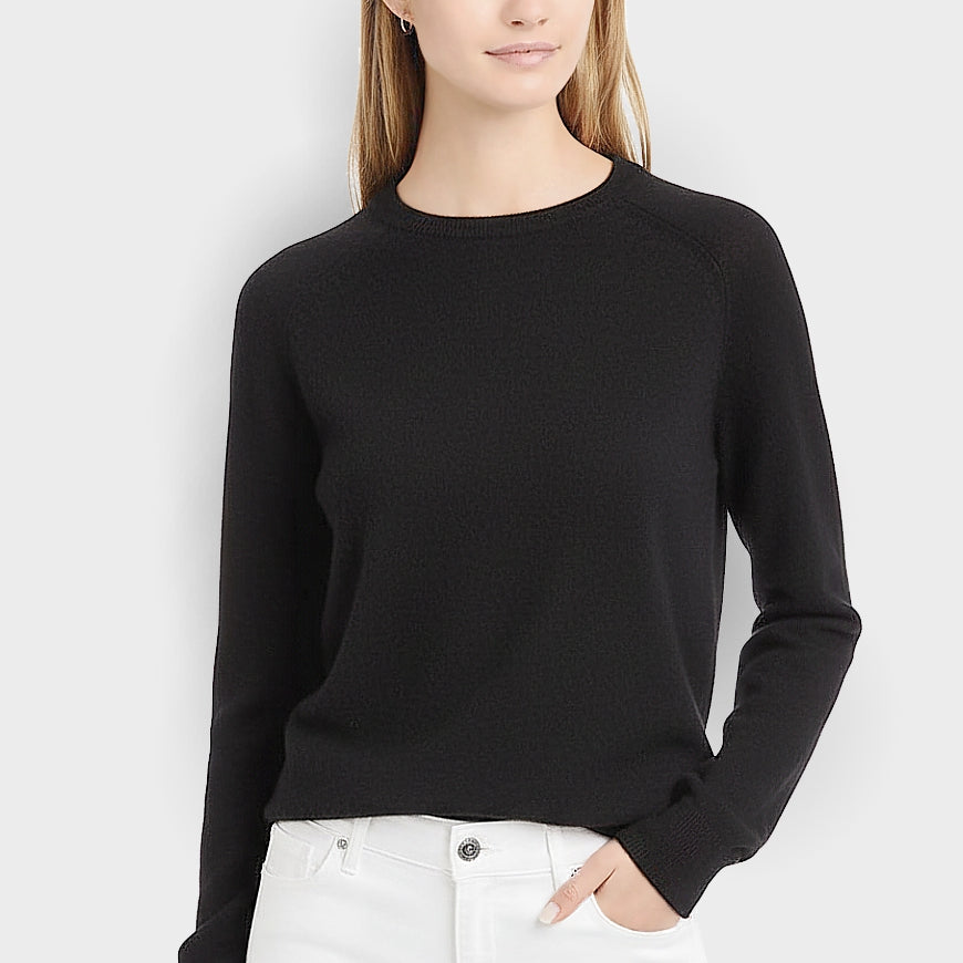 Damenpullover schwarz - Rundhals, 100% Kaschmir