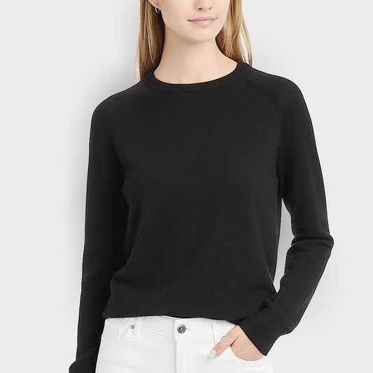 Damenpullover schwarz - Rundhals, 100% Kaschmir