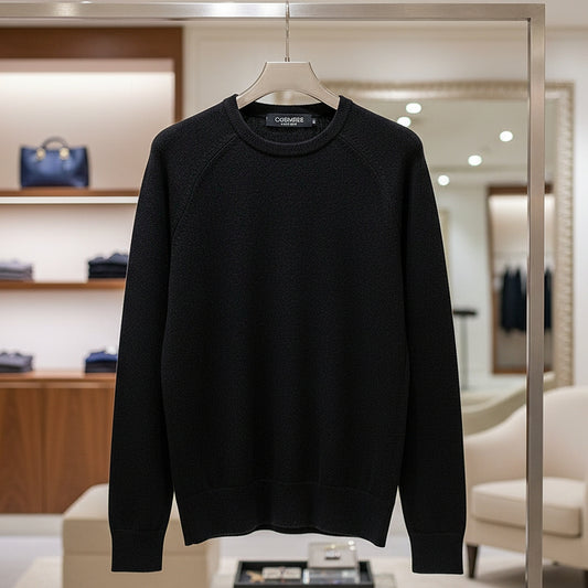 Damenpullover schwarz - Rundhals, 100% Kaschmir