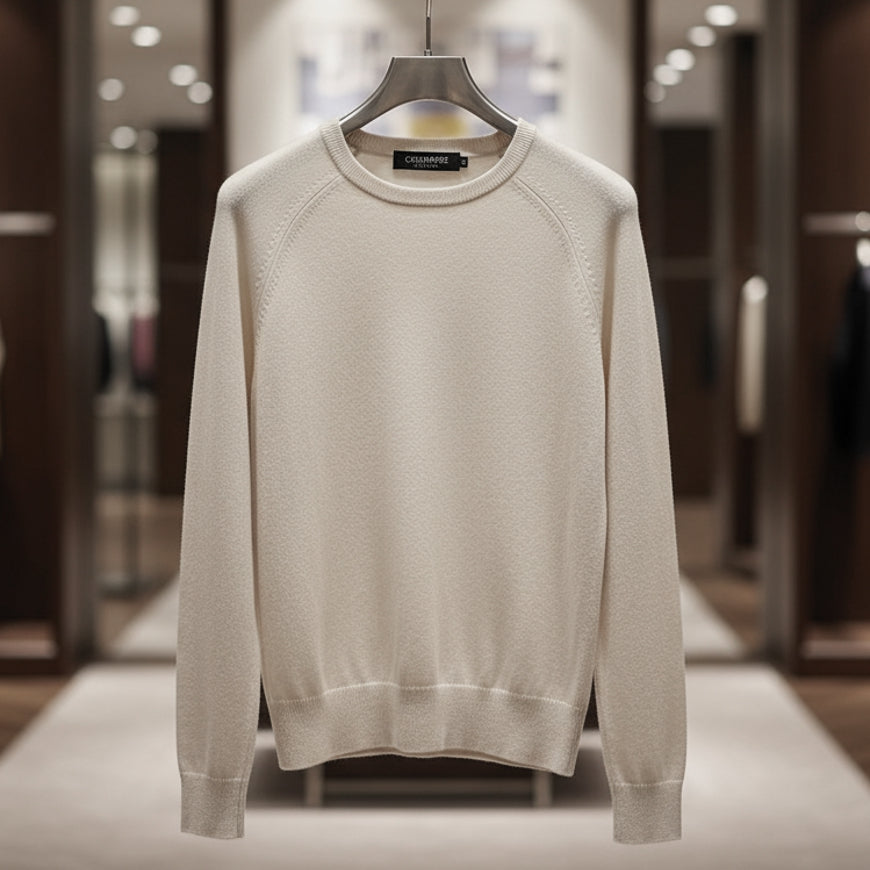 Damenpullover soft almond - Rundhals, 100% Kaschmir