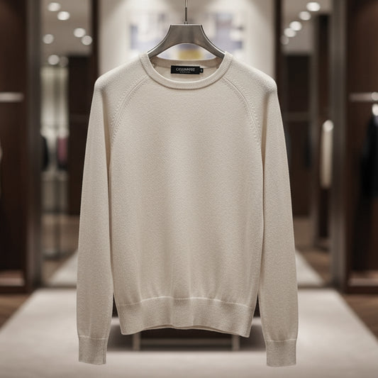 Damenpullover soft almond - Rundhals, 100% Kaschmir