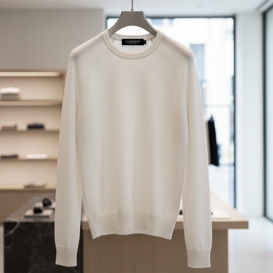 Damenpullover snow white - Rundhals, 100% Kaschmir