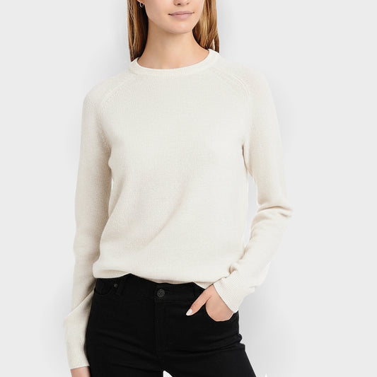 Damenpullover snow white - Rundhals, 100% Kaschmir