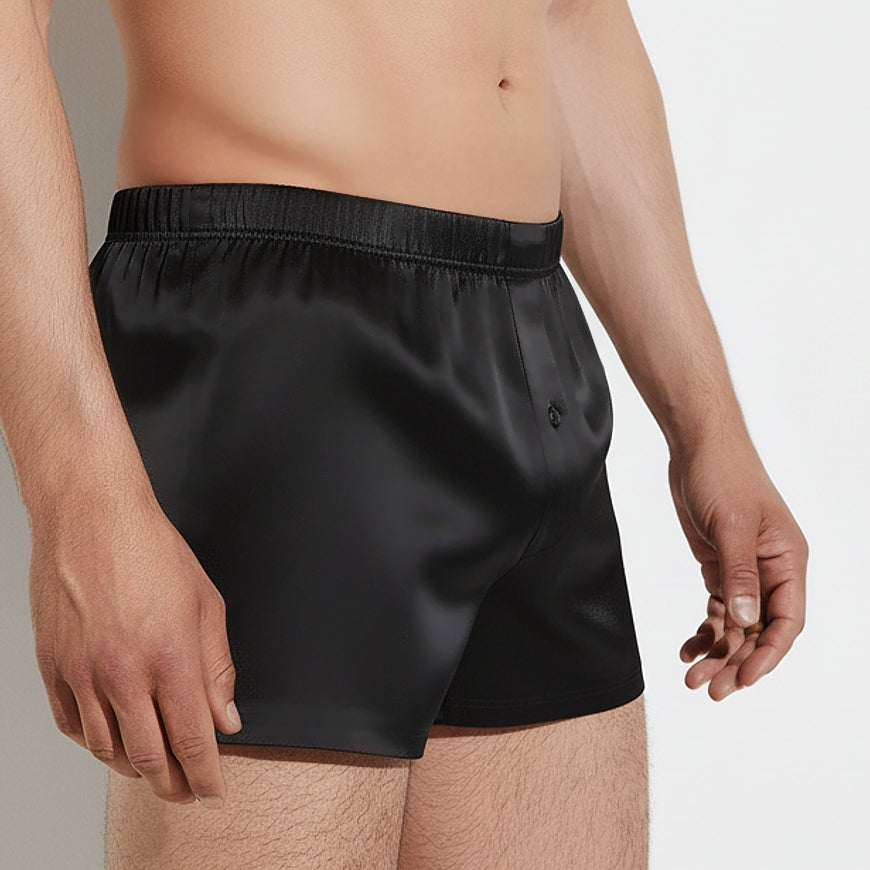 Seidenboxer Herren midnight black – 100% Seide
