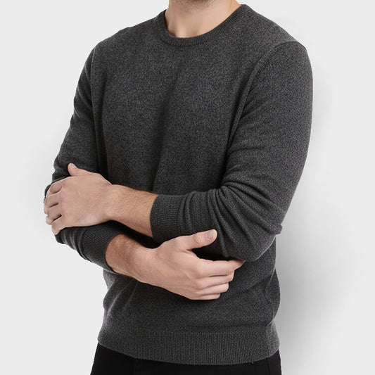 Herrenpullover anthrazit – Rundhals aus 100% Kaschmir