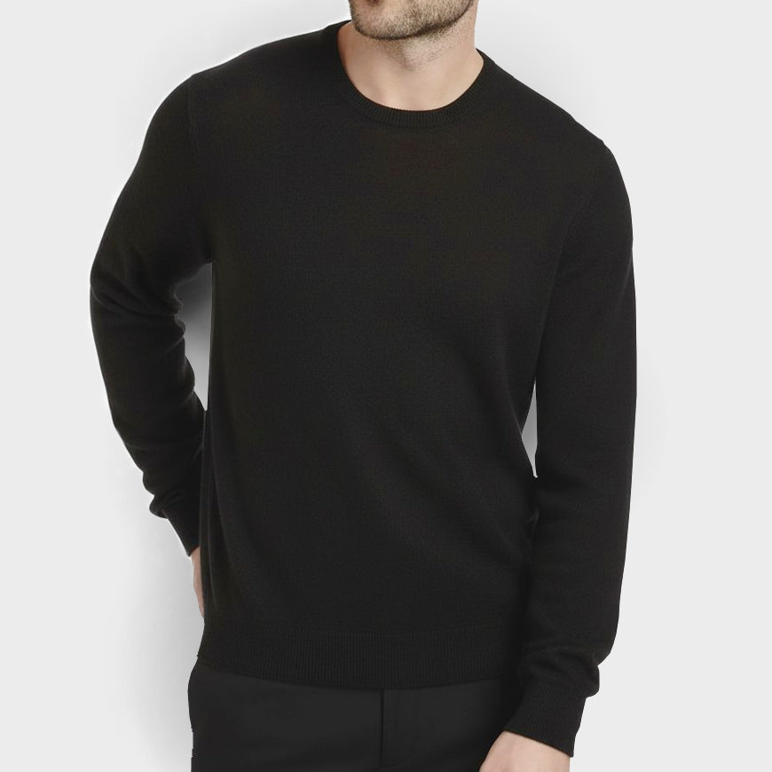 Herrenpullover schwarz – Rundhals aus 100% Kaschmir